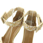 Hermes Espadrilles Wedge Sole Sandals Braided 38 Beige — view 4