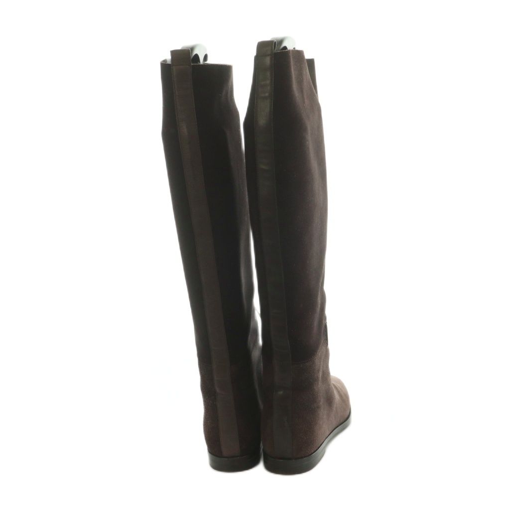 Bottega Veneta Long Boots Flat Heel Suede 36.5 Dark Purple — view 3