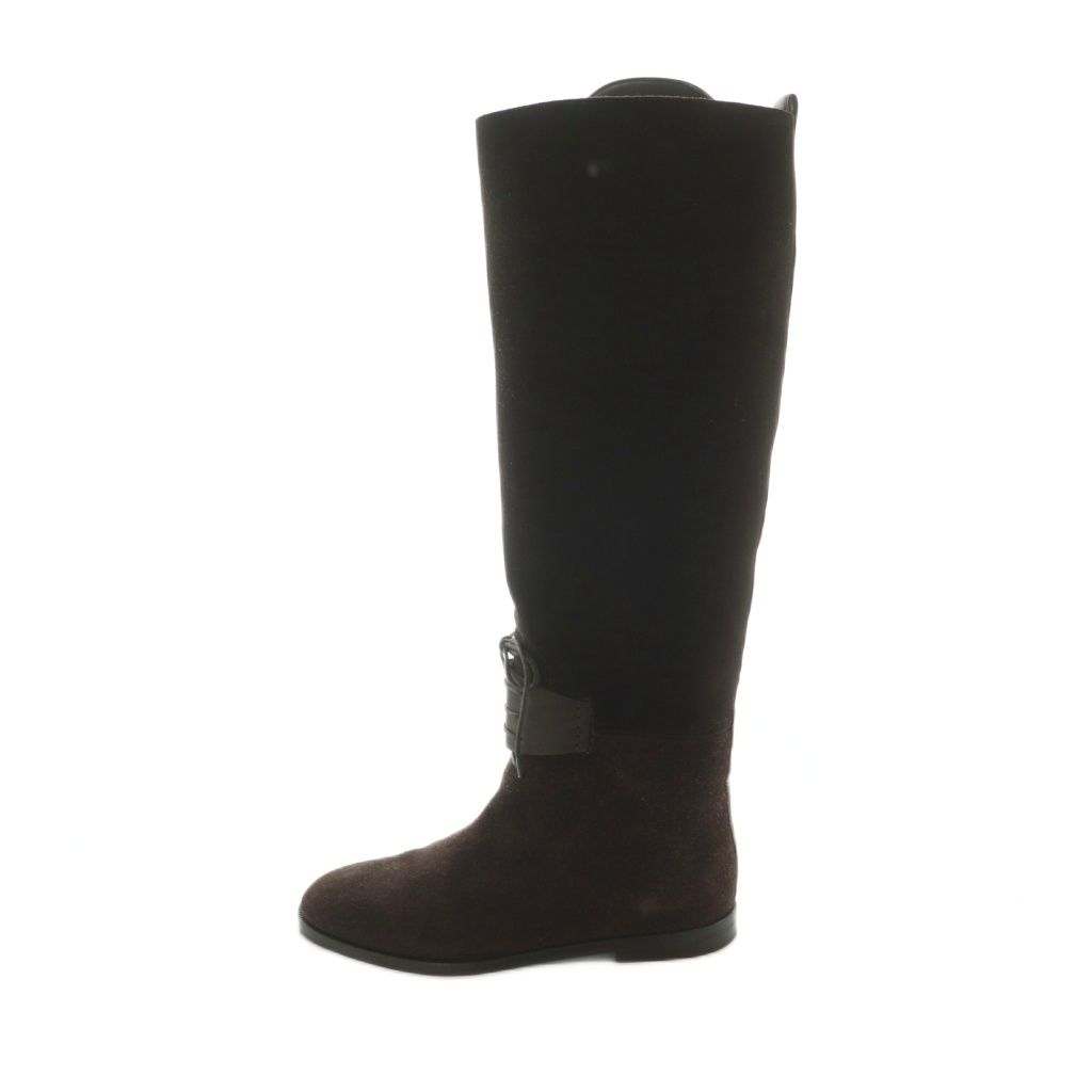 Bottega Veneta Long Boots Flat Heel Suede 36.5 Dark Purple — view 2