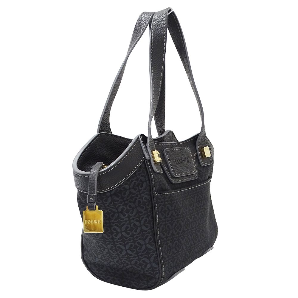 Loewe Tote Repeat Canvas Leather Black Navy Ationcan Be — view 4