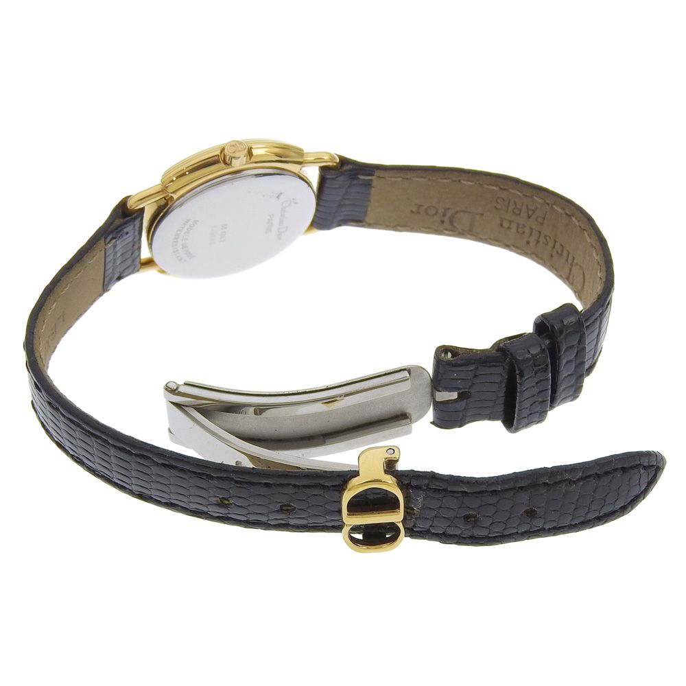 Dior 58.121.2 Gold Plated Leather Quartz Analog Display Watch Black — view 5