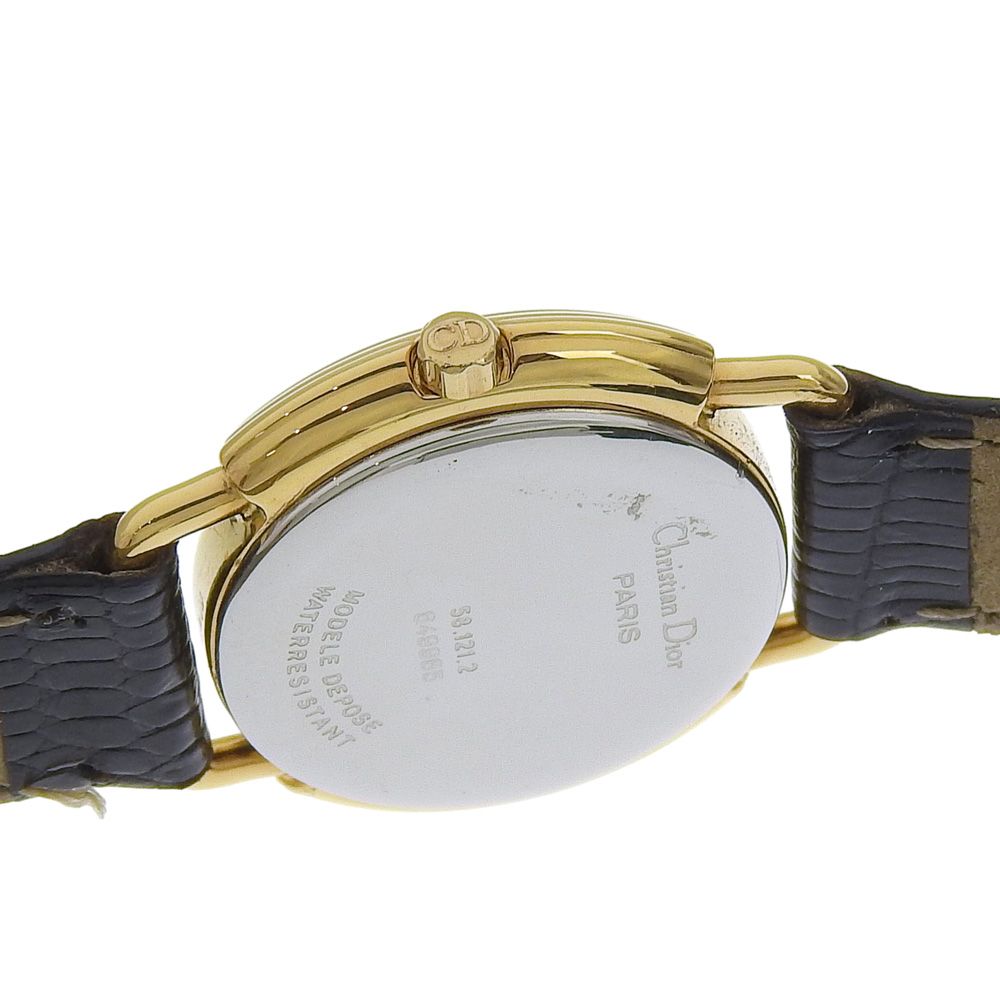 Dior 58.121.2 Gold Plated Leather Quartz Analog Display Watch Black — view 6