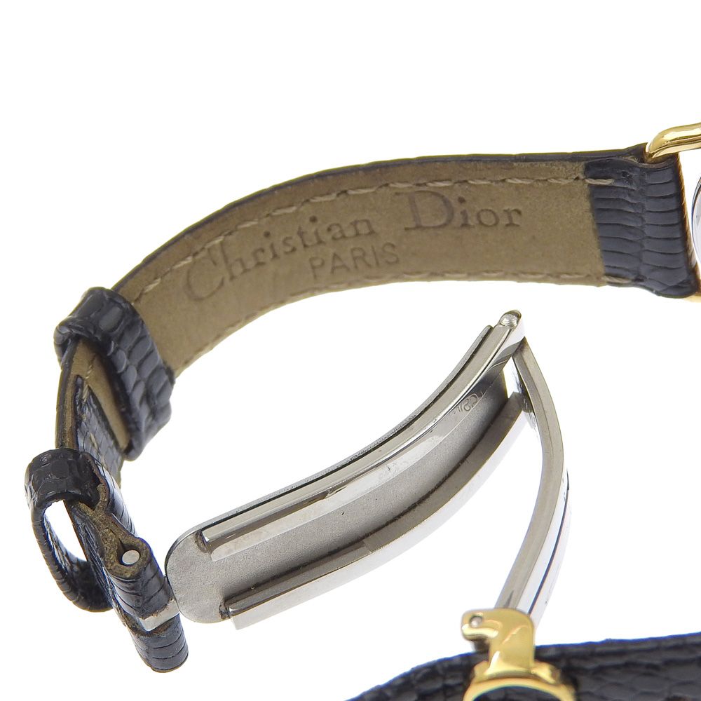 Dior 58.121.2 Gold Plated Leather Quartz Analog Display Watch Black — view 7