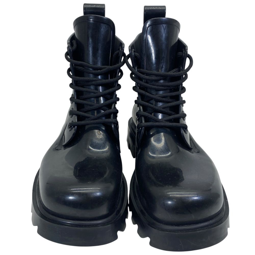 Bottega Veneta Strut Lace Up Rubber Boots Ankle Shoes Black — view 2