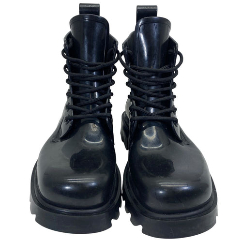 Bottega Veneta Strut Lace Up Rubber Boots Ankle Shoes Black — view 2