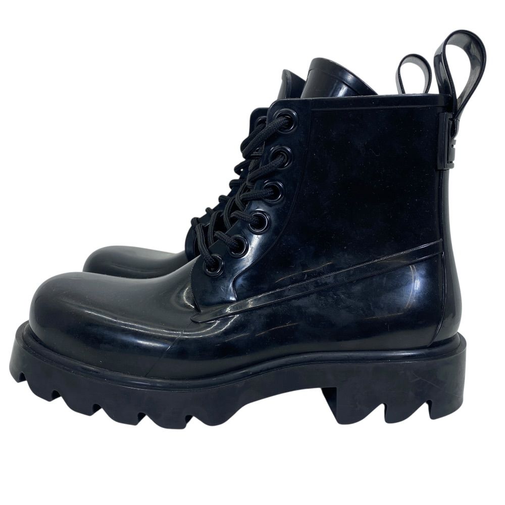 Bottega Veneta Strut Lace Up Rubber Boots Ankle Shoes Black — view 3