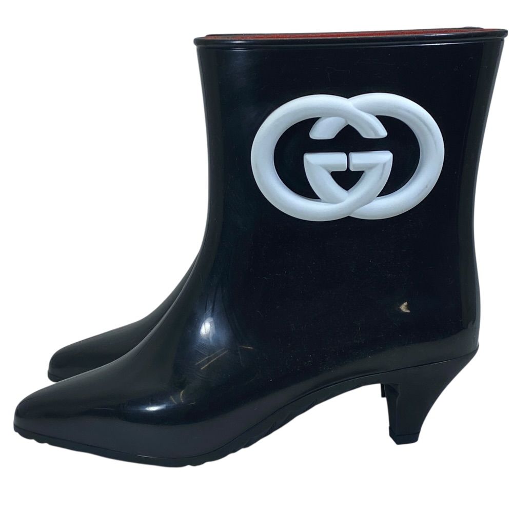 Gucci Interlocking Ankle Boots Rain Pointed Toe Rubber — view 3