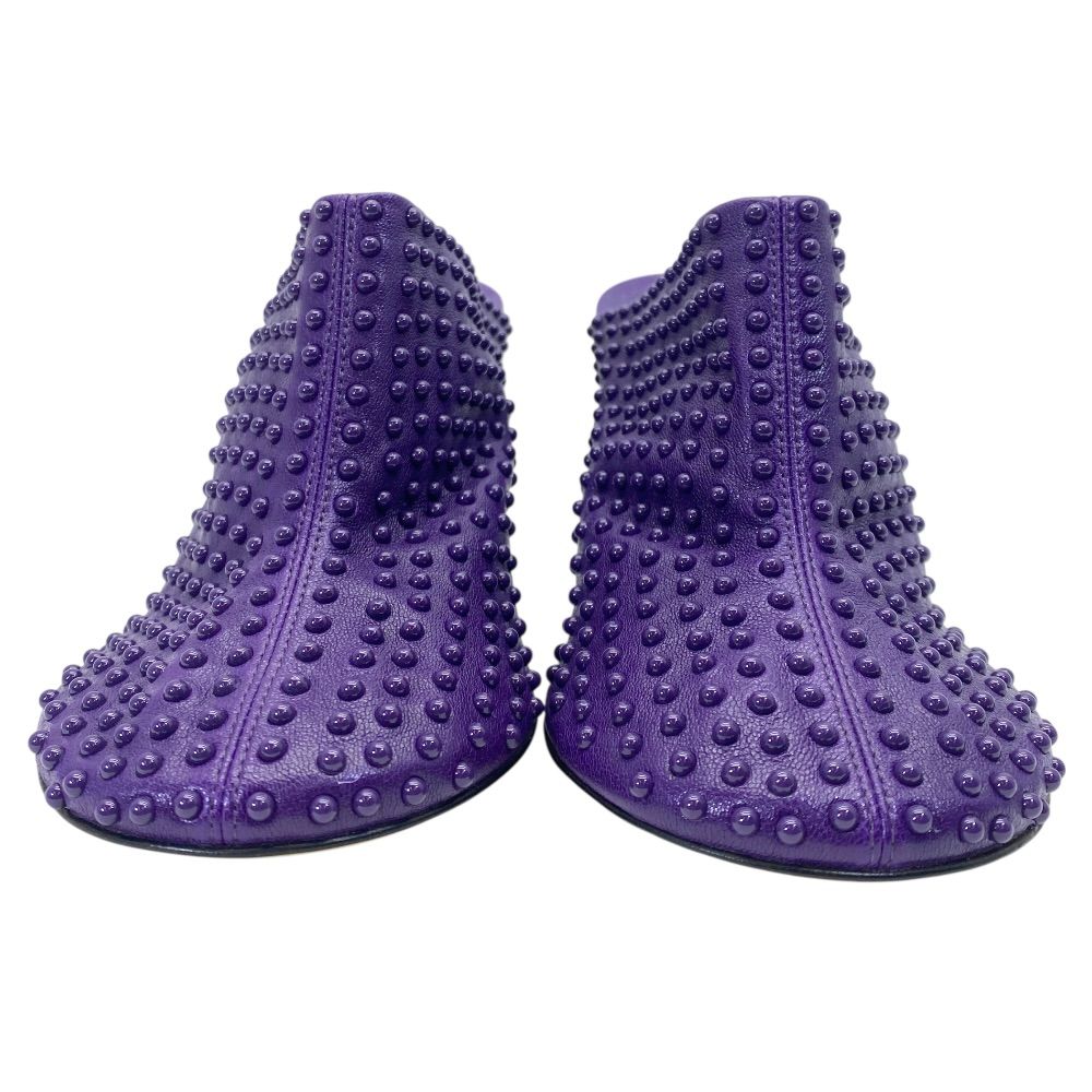 Bottega Veneta Mule Clog Sandals Studded Dot Heel Leather Purple — view 2