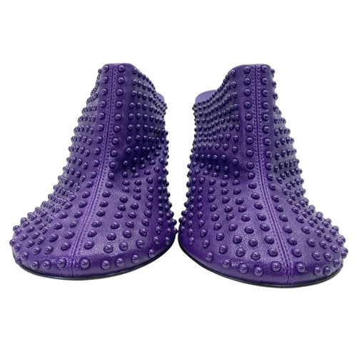 Bottega Veneta Mule Clog Sandals Studded Dot Heel Leather Purple — view 2
