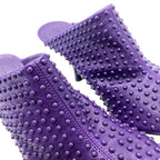 Bottega Veneta Mule Clog Sandals Studded Dot Heel Leather Purple — view 6