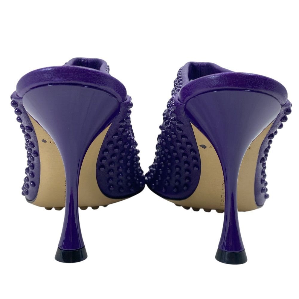 Bottega Veneta Mule Clog Sandals Studded Dot Heel Leather Purple — view 4