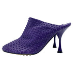 Bottega Veneta Mule Clog Sandals Studded Dot Heel Leather Purple — view 3