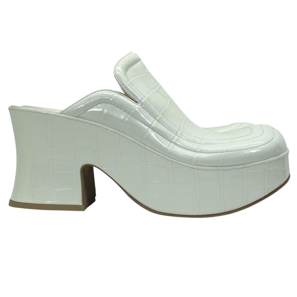Bottega Veneta Wedge Clog Sandals Sabot Croco Embossed Leather — view 5