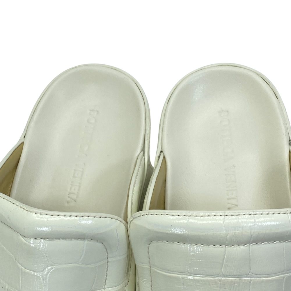 Bottega Veneta Wedge Clog Sandals Sabot Croco Embossed Leather — view 8
