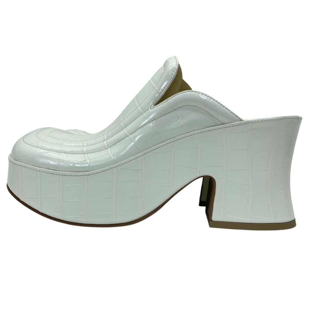 Bottega Veneta Wedge Clog Sandals Sabot Croco Embossed Leather — view 3