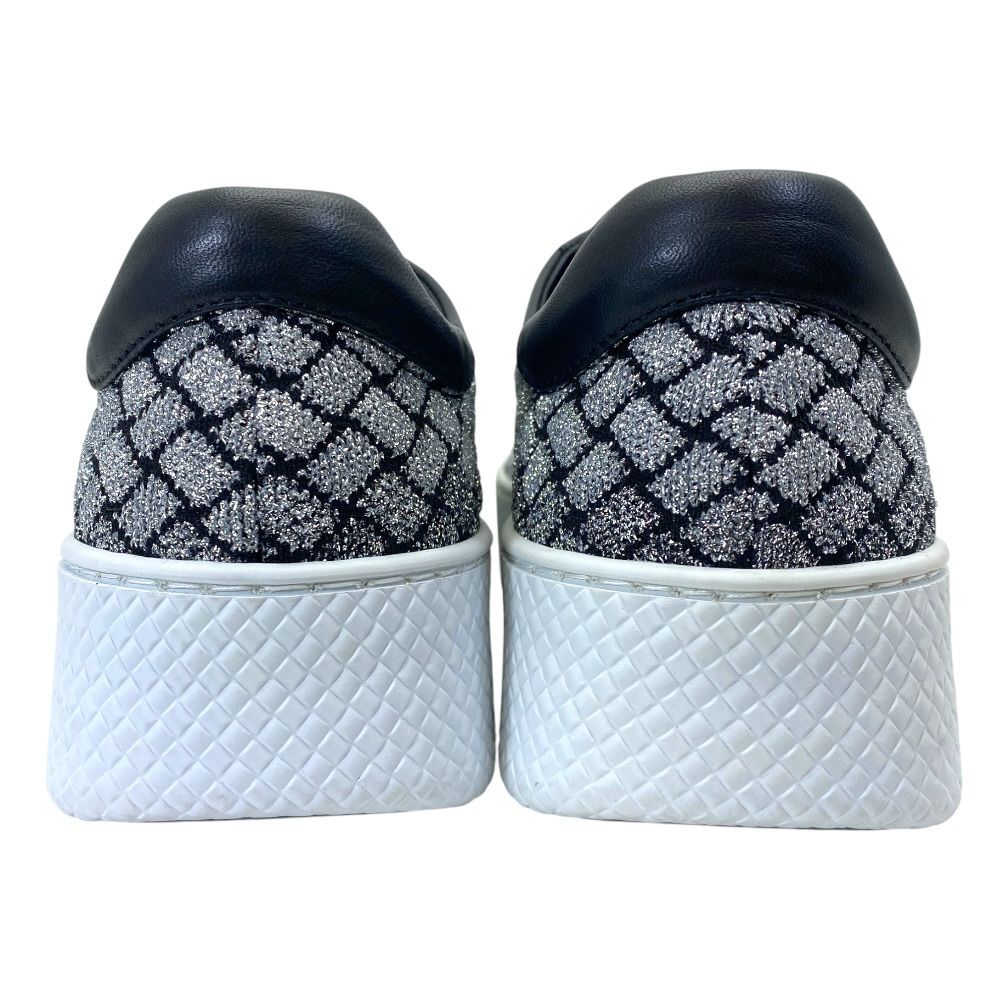 Bottega Veneta Sneakers Shoes Lame Weave Fabric Leather Silver Silver-black — view 4