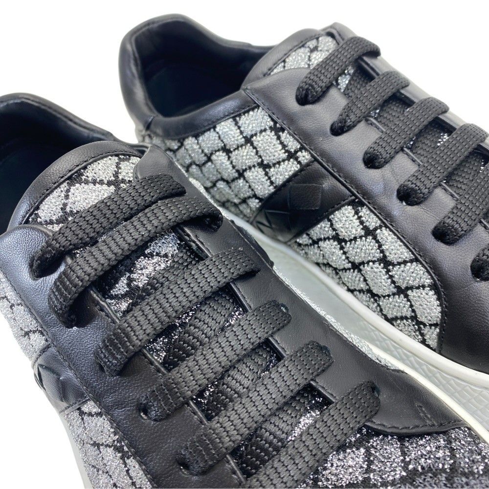 Bottega Veneta Sneakers Shoes Lame Weave Fabric Leather Silver Silver-black — view 6