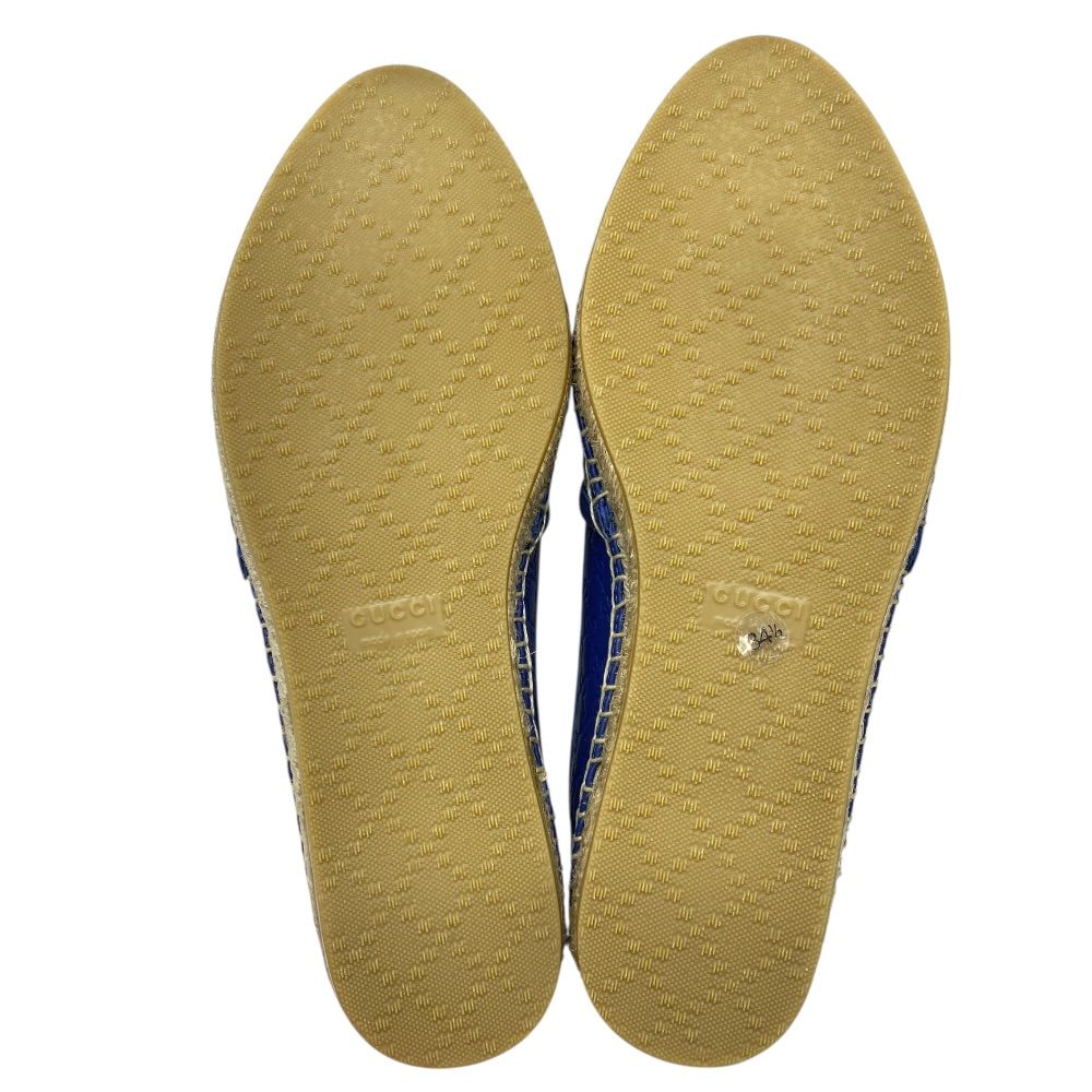 Gucci Espadrilles Slip on Flat Shoes GG Embossed Leather Blue — view 9