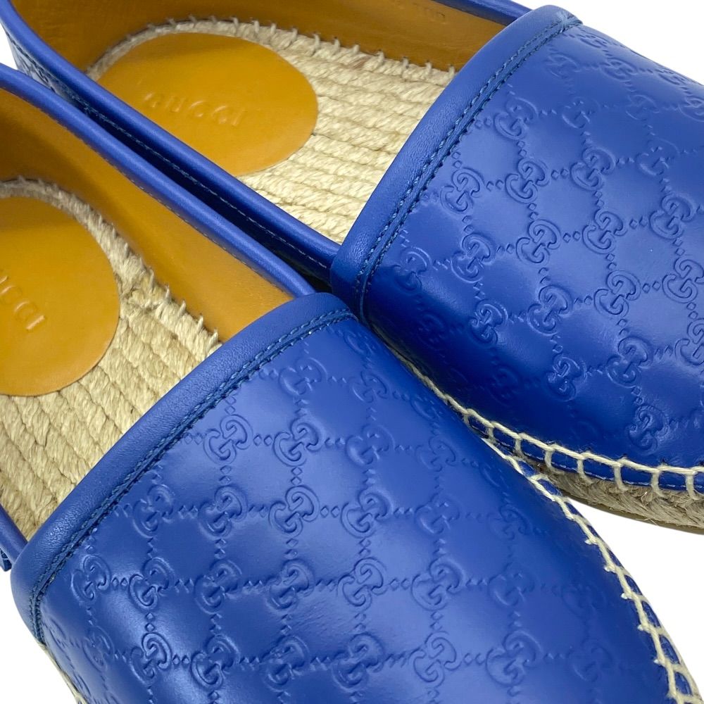 Gucci Espadrilles Slip on Flat Shoes GG Embossed Leather Blue — view 6