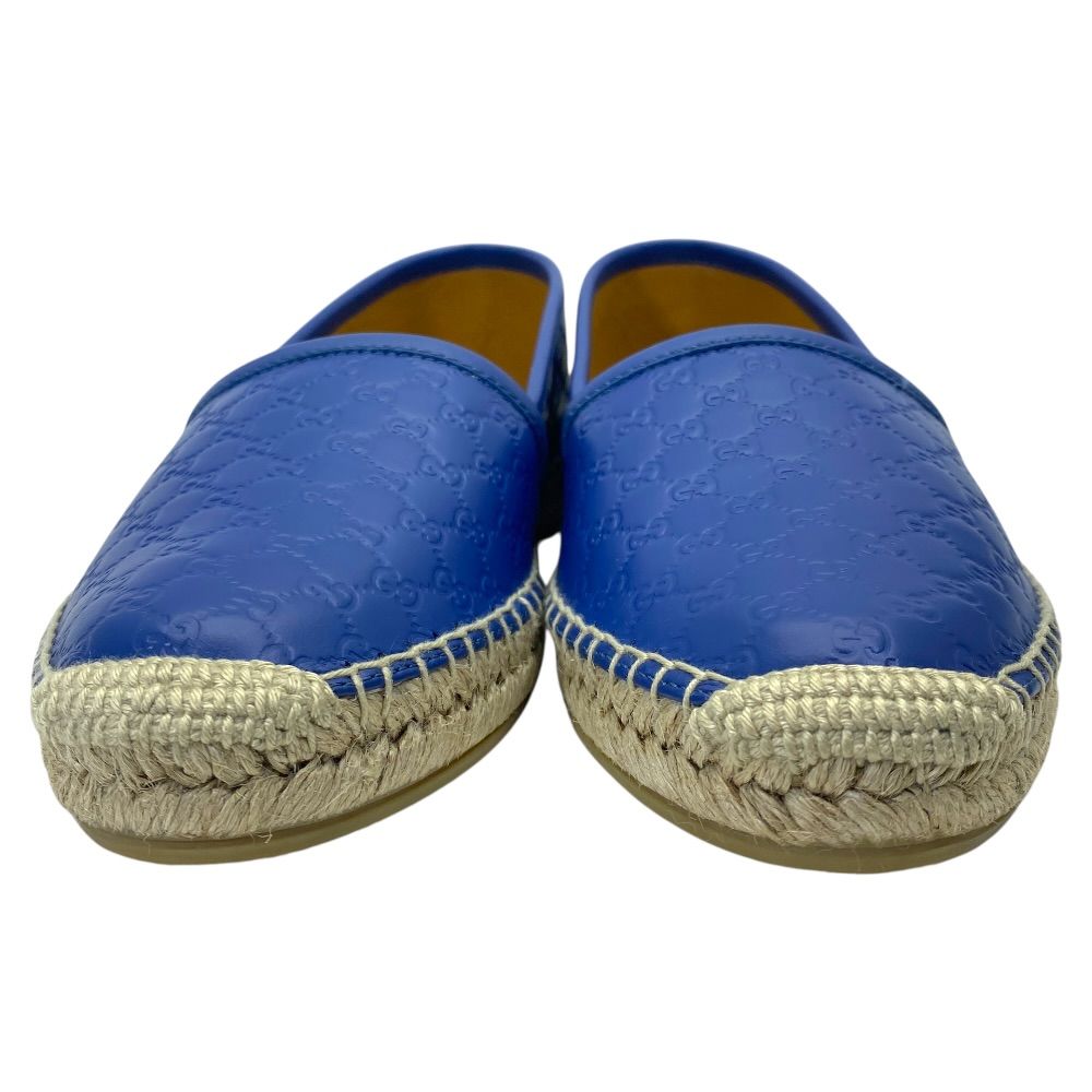 Gucci Espadrilles Slip on Flat Shoes GG Embossed Leather Blue — view 2
