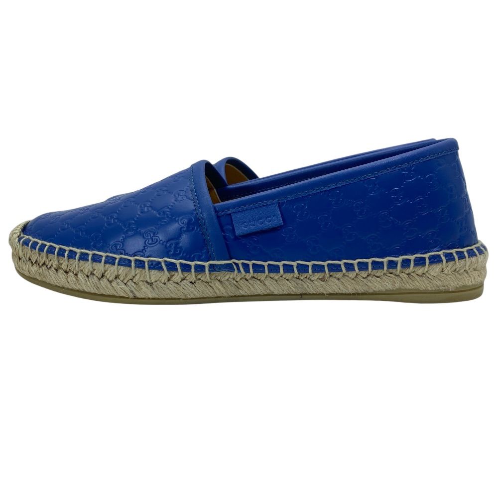 Gucci Espadrilles Slip on Flat Shoes GG Embossed Leather Blue — view 3
