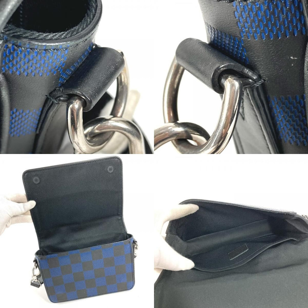 Louis Vuitton Shoulder Bag Studio Messenger Leather Black Blue — view 8
