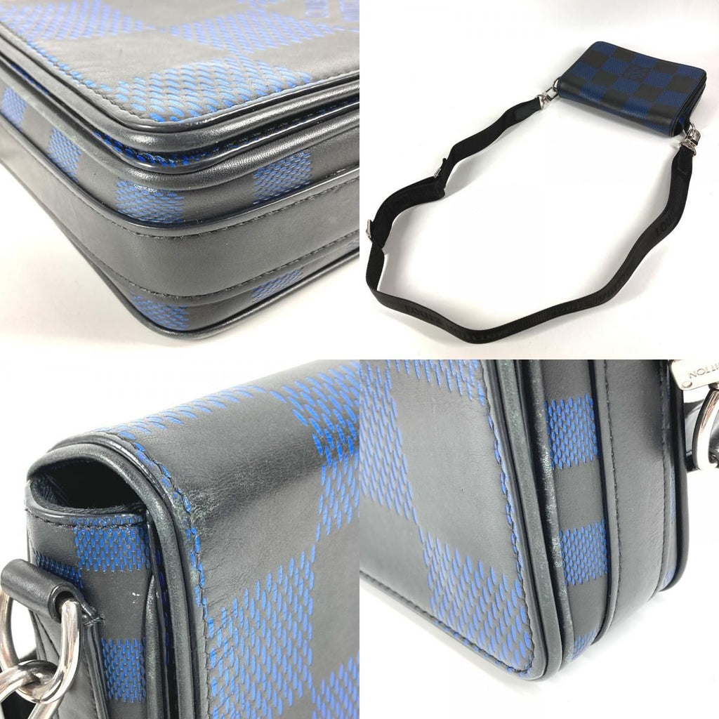 Louis Vuitton Shoulder Bag Studio Messenger Leather Black Blue — view 7