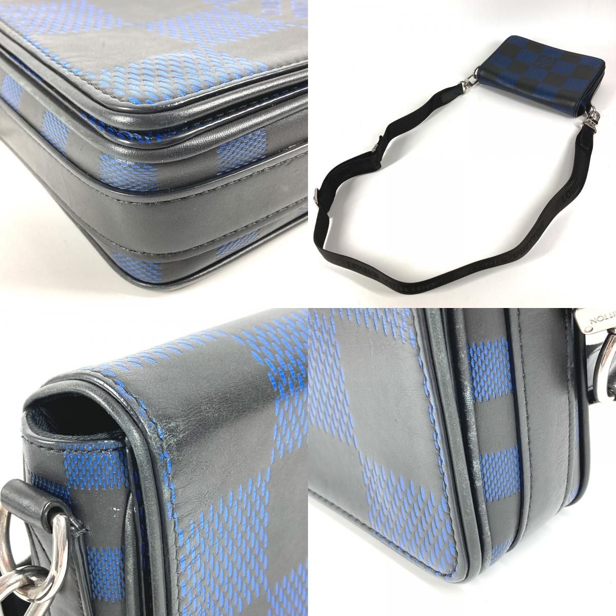 Louis Vuitton Shoulder Bag Studio Messenger Leather Black Blue — view 7