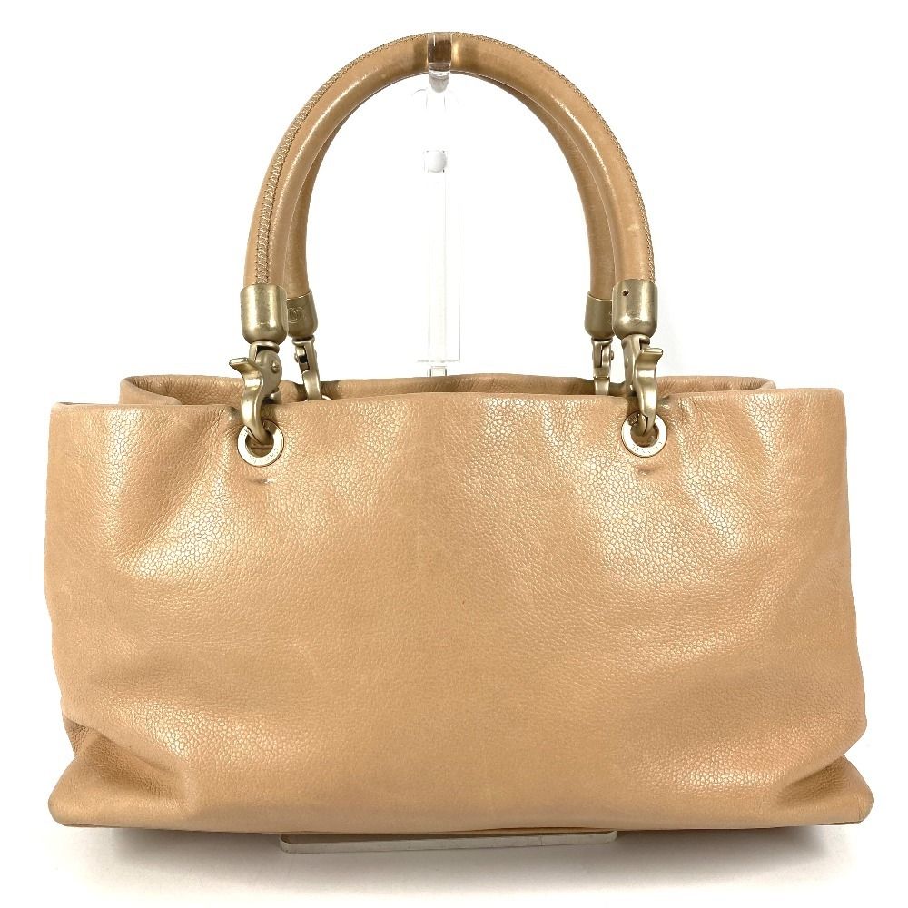 Chanel Shoulder Bag CC Logo Caviar Leather Beige — view 2