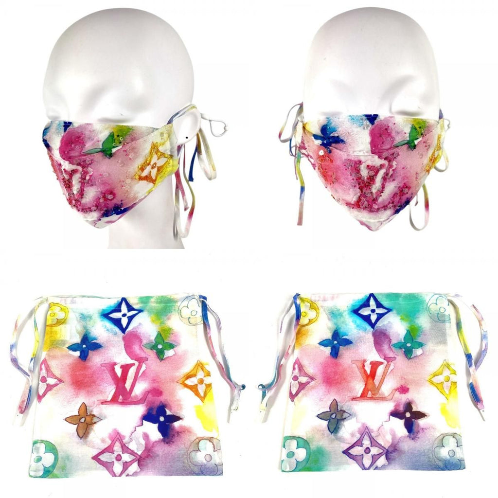 Louis Vuitton Mask Cover Drawstring Pouch Set Cotton Sequins — view 8