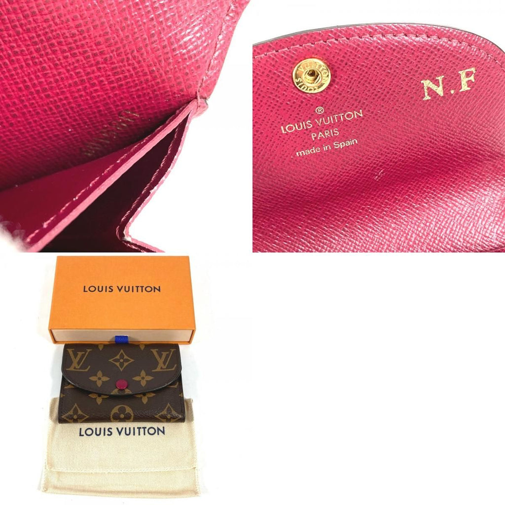 Louis Vuitton Bifold Wallet Porte Monnaie Rosalie Monogram Canvas Fuchsia Brown — view 9