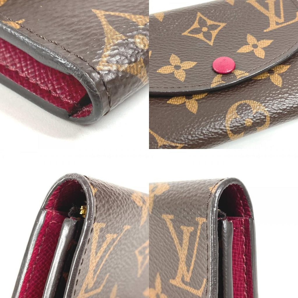 Louis Vuitton Bifold Wallet Porte Monnaie Rosalie Monogram Canvas Fuchsia Brown — view 7