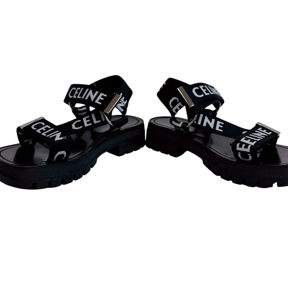 Celine Velcro Leo Strappy Fabric Sandals Black — view 6