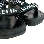 Celine Velcro Leo Strappy Fabric Sandals Black — view 4