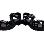 Celine Velcro Leo Strappy Fabric Sandals Black — view 7
