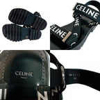 Celine Velcro Leo Strappy Fabric Sandals Black — view 8
