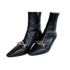 Gucci Short Boots Interlocking Zumi Leather Black — view 2