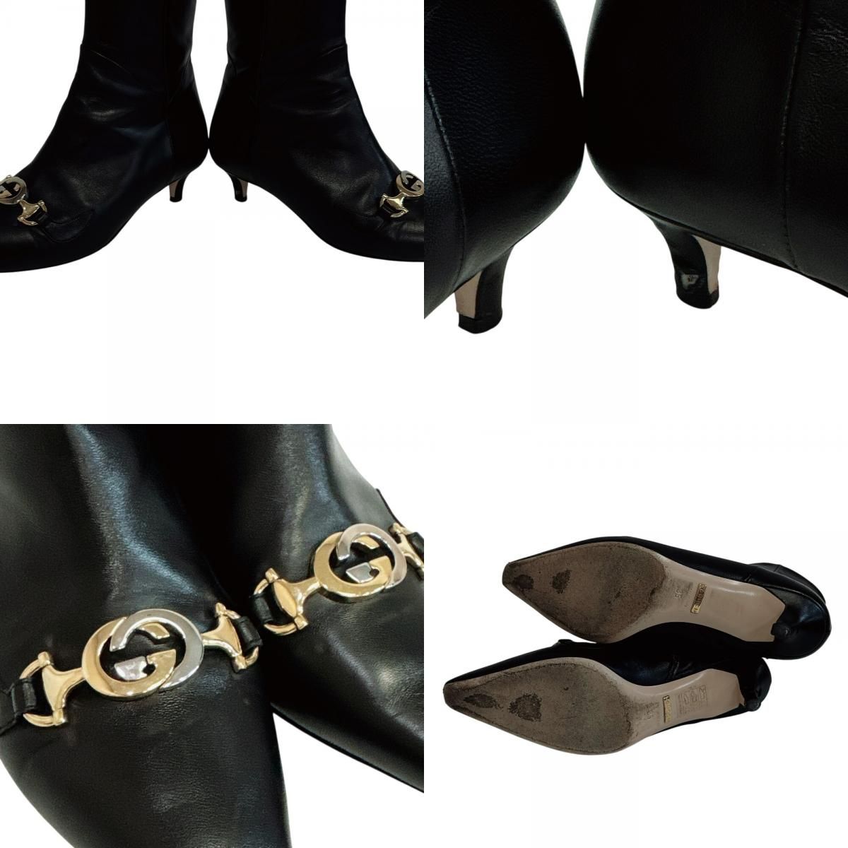 Gucci Short Boots Interlocking Zumi Leather Black — view 7