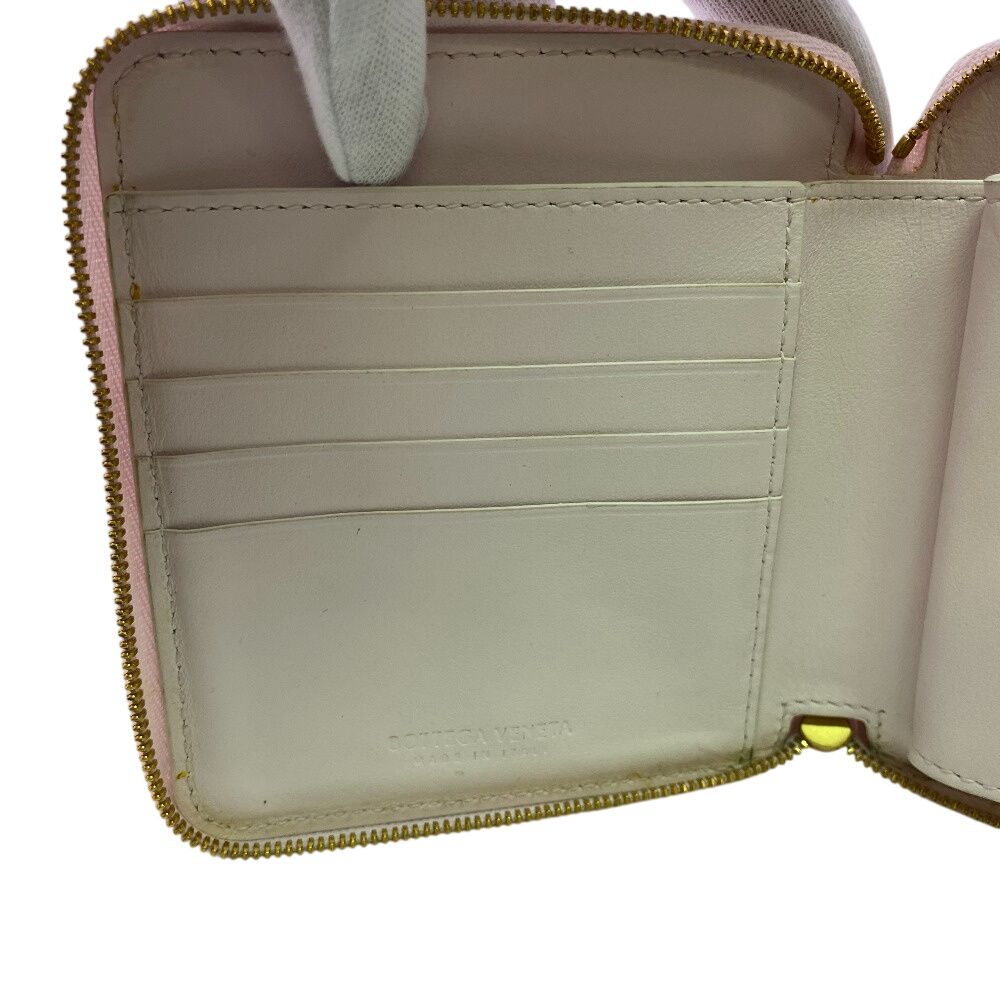 Bottega Veneta Zip Around Maxi Intrecciato Leather Bifold Wallet Pink — view 7