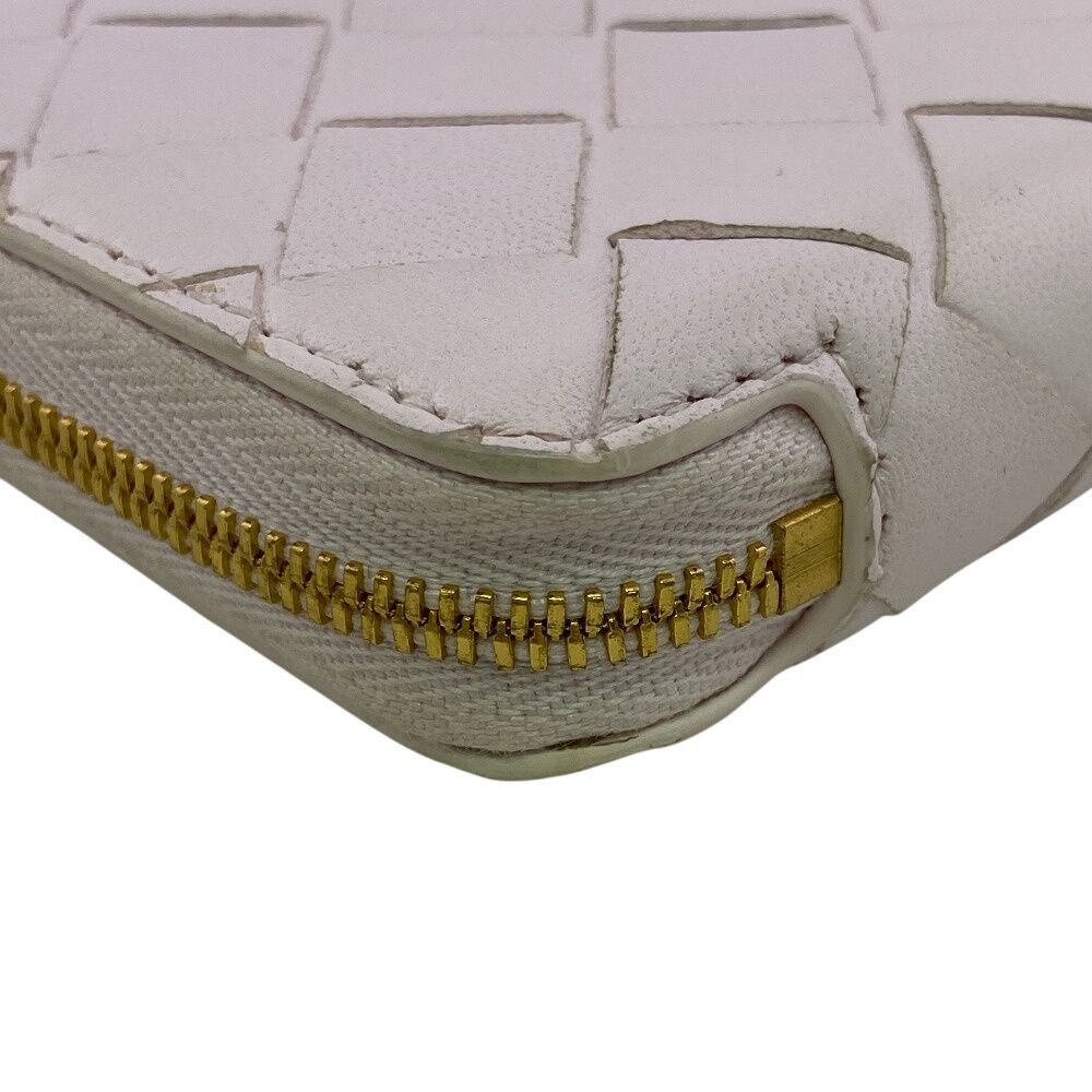 Bottega Veneta Zip Around Maxi Intrecciato Leather Bifold Wallet Pink — view 3