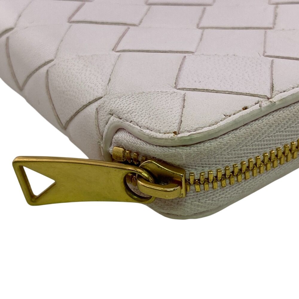 Bottega Veneta Zip Around Maxi Intrecciato Leather Bifold Wallet Pink — view 4