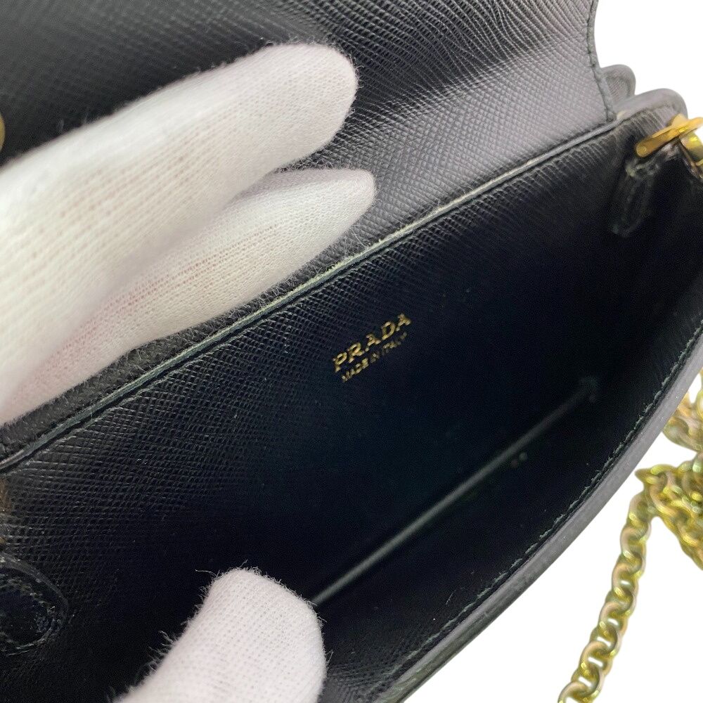Prada Chain Wallet Leather Black — view 7