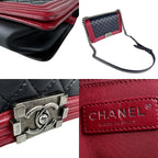Chanel Shoulder Bag Boy Black Red — view 9