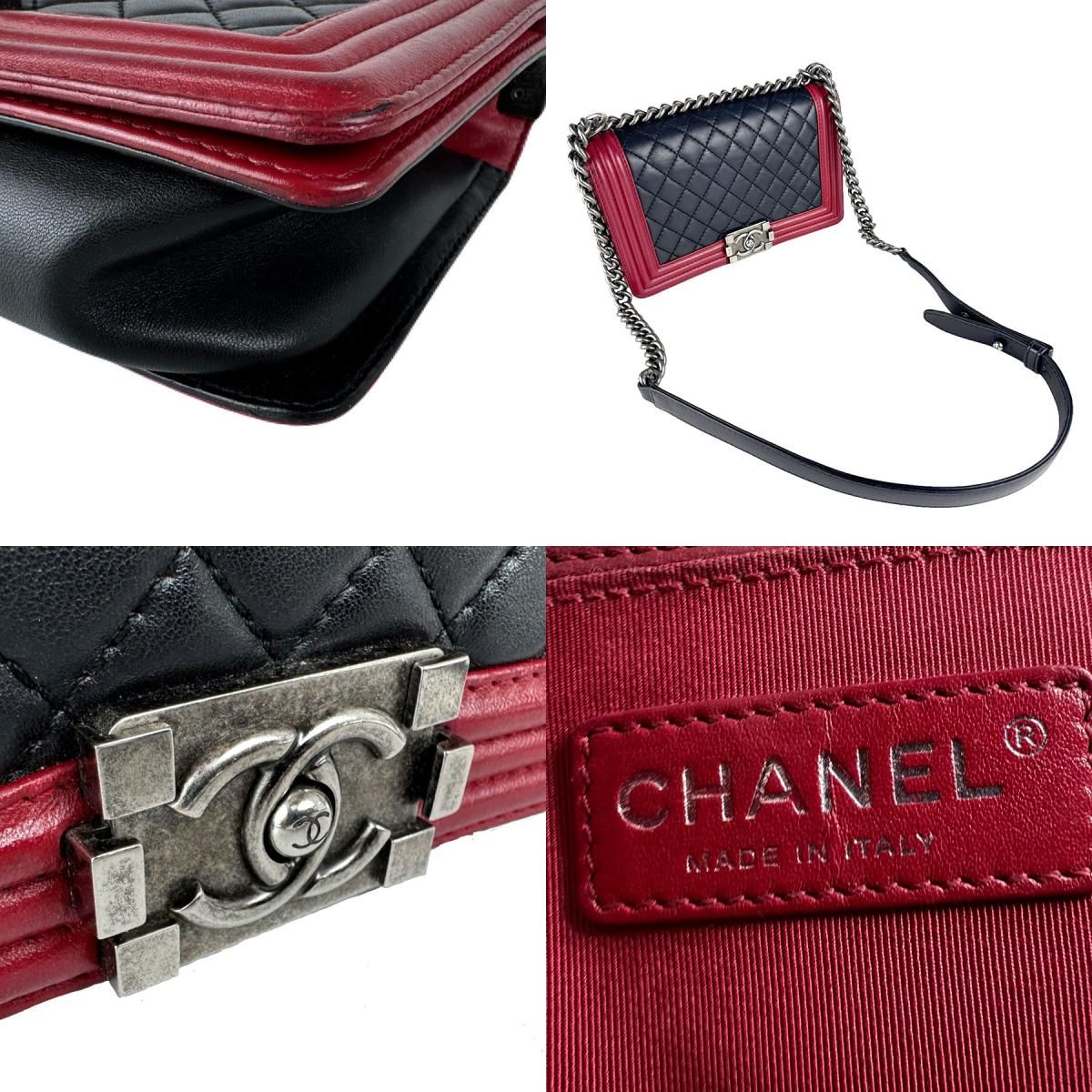 Chanel Shoulder Bag Boy Black Red — view 9