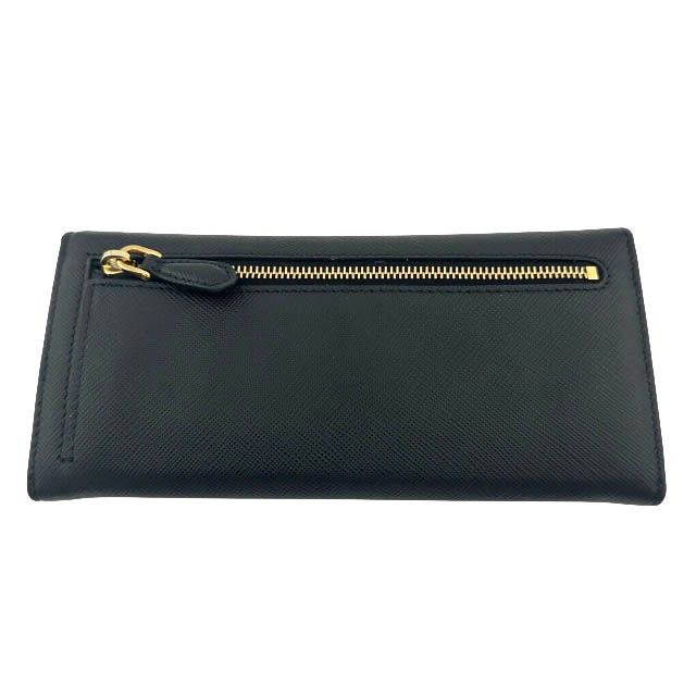 Prada Saffiano Triang Leather Triangle Logo Bifold Wallet Qhh Black — view 2
