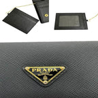 Prada Saffiano Triang Leather Triangle Logo Bifold Wallet Qhh Black — view 9