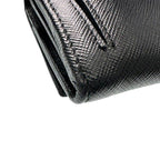 Prada Saffiano Triang Leather Triangle Logo Bifold Wallet Qhh Black — view 4
