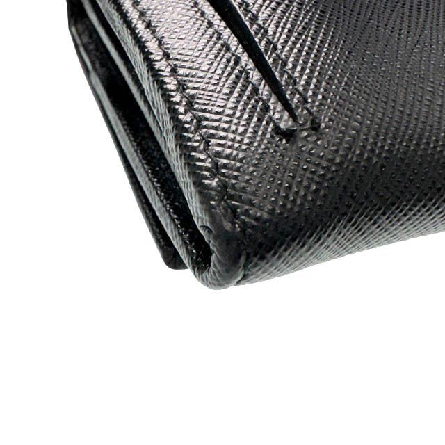 Prada Saffiano Triang Leather Triangle Logo Bifold Wallet Qhh Black — view 4