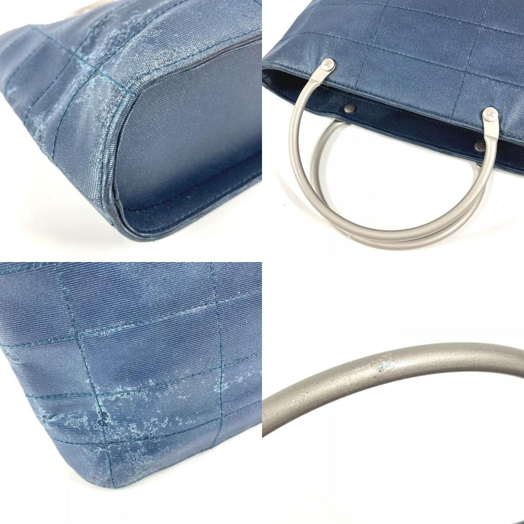Chanel Handbag Metal Handle Nylon Canvas Blue — view 7