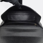 Chanel Quilted Top Handle Black Gold Caviar Leather Handbag — view 5